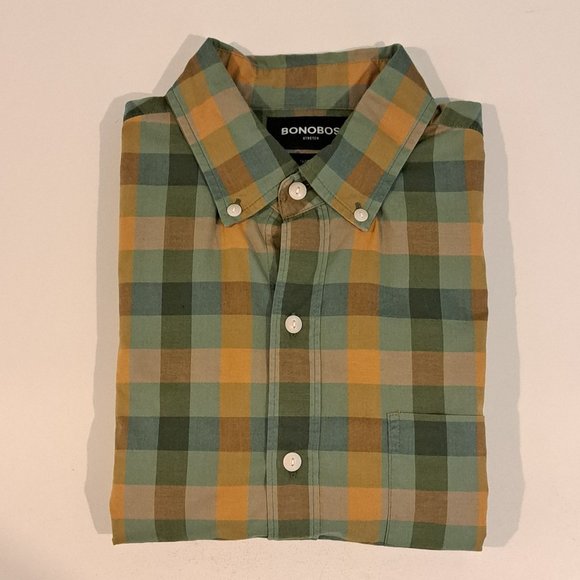 Bonobos Men's Medium Tailored Fit Stretch Long Sleeve Button Down Plaid Shirt - Picture 1 of 13